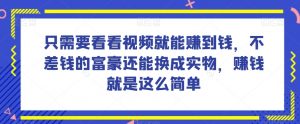 谁做过这么简单的项目?只需要看看视频就能赚到钱,不差钱的富豪还能换成实物,赚钱就是这么简单!【揭秘】-最全资源库