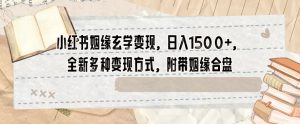 小红书姻缘玄学变现，日入1500+，全新多种变现方式，附带姻缘合盘【揭秘】-最全资源库