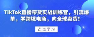 TikTok直播带货实战训练营，引流爆单，学跨境电商，向全球卖货！-最全资源库