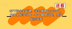 GPT指令实战课，学会使用ChatGPT，解决工作学习中一个个具体问题，真正提高效率-最全资源库