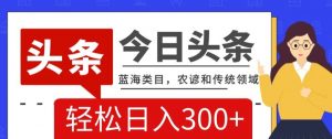 AI头条传统和农谚领域，蓝海类目，搬运+AI优化，轻松日入300+【揭秘】-最全资源库