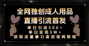 全网独创真人主播+无人直播单日引流500+，橙人用品暴力卖货单日变现3W+保姆似教学2.0【揭秘】-最全资源库