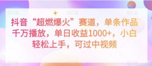 抖音“超燃爆火”赛道，单条作品千万播放，单日收益1000+，小白轻松上手，可过中视频【揭秘】-最全资源库