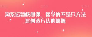 淘系运营核心课,你学的不是只方法是创造方法的根源-最全资源库