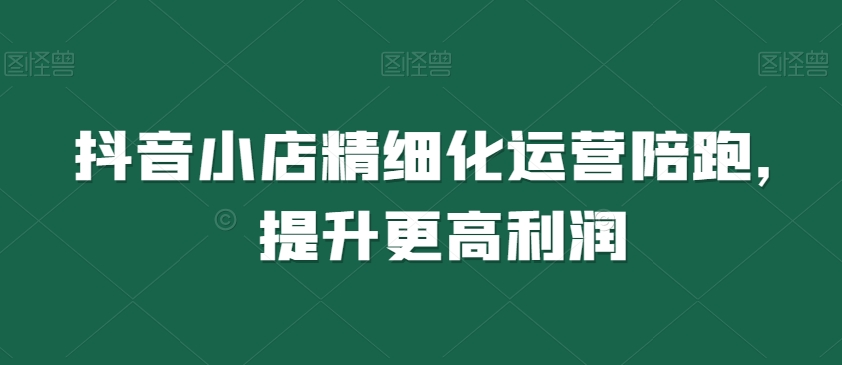 抖音小店精细化运营陪跑，提升更高利润-最全资源库