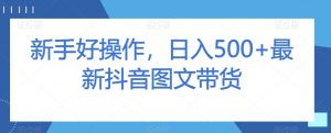 新手好操作，日入500+最新抖音图文带货【揭秘】-最全资源库