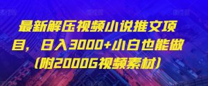 最新解压视频小说推文项目，日入3000+小白也能做（附2000G视频素材）【揭秘】-最全资源库