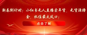 新春倒计时！小红书无人直播卖年货，无货源撸金，抓住最大风口【揭秘】-最全资源库