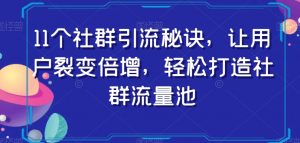 11个社群引流秘诀，让用户裂变倍增，轻松打造社群流量池-最全资源库