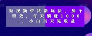 短视频带货新玩法，加个特效，每天躺赚1000+，小白当天见收益【揭秘】-最全资源库