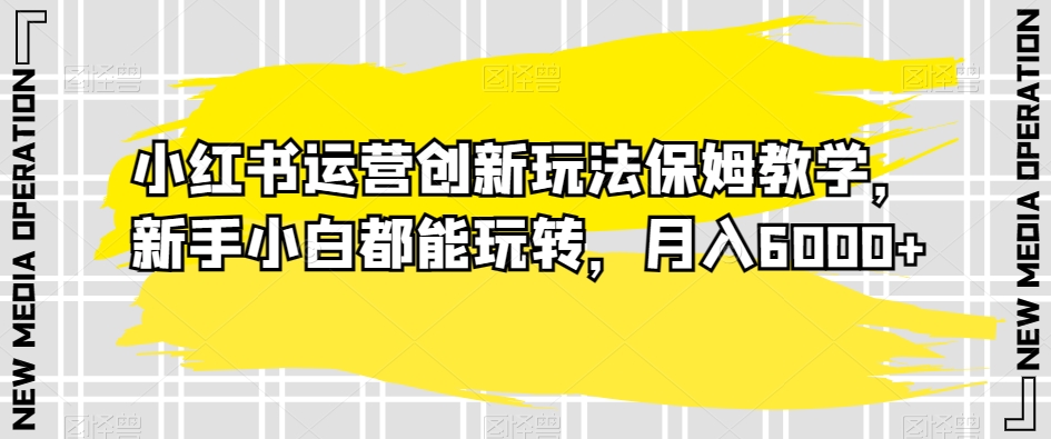 小红书运营创新玩法保姆教学,新手小白都能玩转,月入6000+【揭秘】-最全资源库