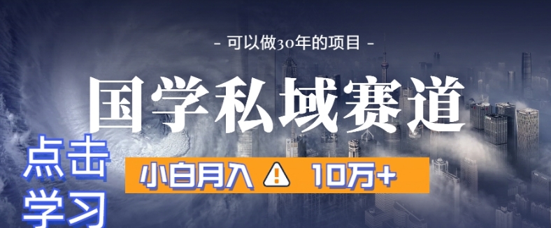 暴力国学私域赛道，小白月入10万+，引流+转化完整流程【揭秘】-最全资源库