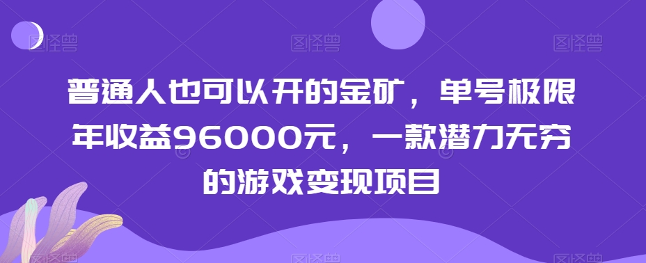 普通人也可以开的金矿，单号极限年收益96000元，一款潜力无穷的游戏变现项目【揭秘】-最全资源库