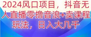 2024风口项目，抖音无人主播撸音浪+卖课程玩法，日入大几千【揭秘】-最全资源库