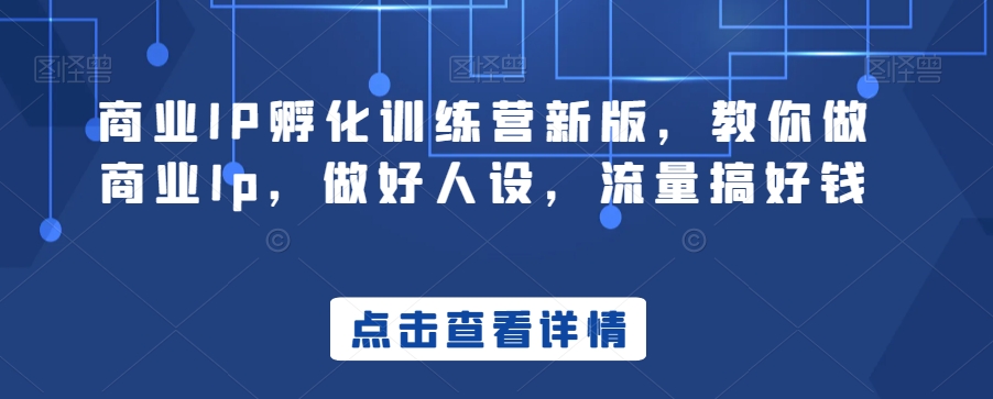 商业IP孵化训练营新版,教你做商业Ip,做好人设,流量搞好钱-最全资源库