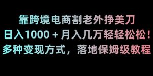 靠跨境电商割老外挣美刀，日入1000＋月入几万轻轻松松！多种变现方式，落地保姆级教程【揭秘】-最全资源库