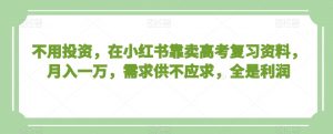 不用投资，在小红书靠卖高考复习资料，月入一万，需求供不应求，全是利润【揭秘】-最全资源库