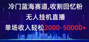 冷门蓝海赛道,收割回忆粉,无人挂机直播,单场收入轻松2000-5w+【揭秘】-最全资源库