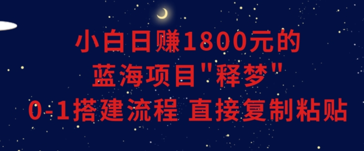 小白能日赚1800元的蓝海项目”释梦”0-1搭建流程可直接复制粘贴长期做【揭秘】-最全资源库