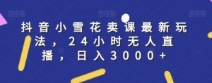 抖音小雪花卖课最新玩法，24小时无人直播，日入3000+【揭秘】-最全资源库