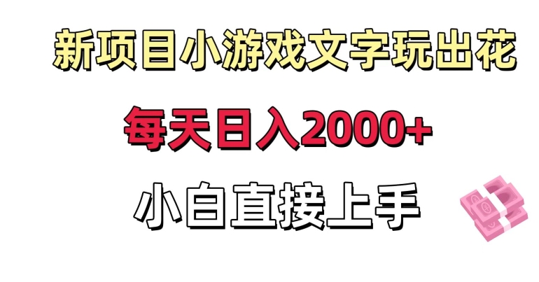 新项目小游戏文字玩出花日入2000+，每天只需一小时，小白直接上手【揭秘】-最全资源库
