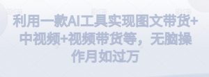 利用一款AI工具实现图文带货+中视频+视频带货等,无脑操作月如过万【揭秘】-最全资源库