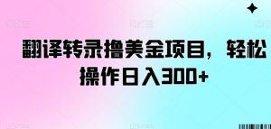 翻译转录撸美金项目,轻松操作日入300+【揭秘】-最全资源库