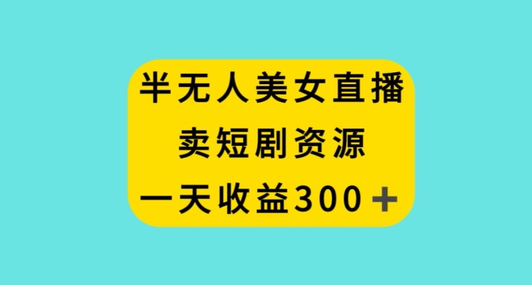半无人美女直播,卖短剧资源,一天收益300+【揭秘】-最全资源库