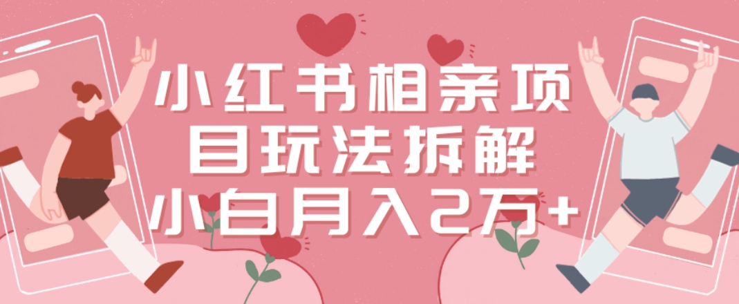 小红书相亲项目玩法拆解，有人通过这个副业项目做到了月收入2万多【揭秘】-最全资源库