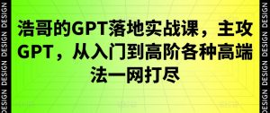 浩哥的GPT落地实战课,主攻GPT,从入门到高阶各种高端法一网打尽-最全资源库