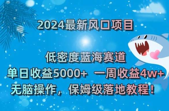 2024最新风口项目,低密度蓝海赛道,单日收益5000+,一周收益4w+!【揭秘】-最全资源库
