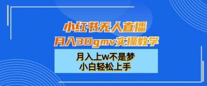 小红书无人直播月入30gmv实操教学，月入上w不是梦，小白轻松上手【揭秘】-最全资源库