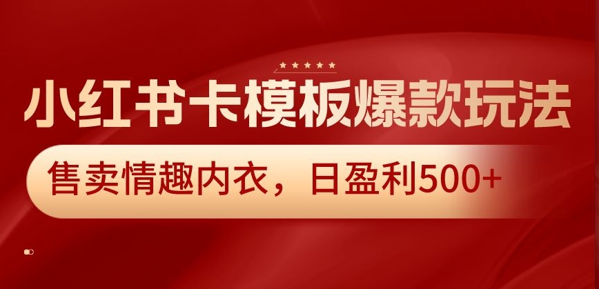 小红书卡模板爆款玩法，售卖情趣内衣，日盈利500+【揭秘】-最全资源库