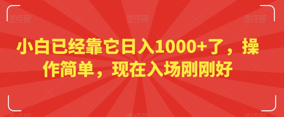 小白已经靠它日入1000+了，操作简单，现在入场刚刚好【揭秘】-最全资源库