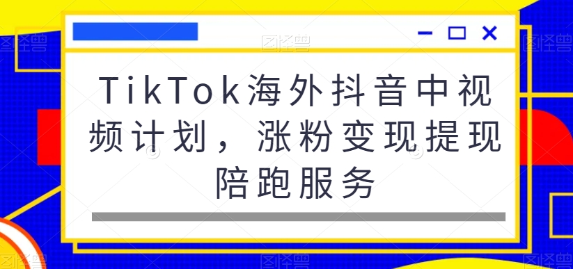 TikTok海外抖音中视频计划，涨粉变现提现陪跑服务-最全资源库