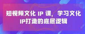 短视频文化IP课，学习文化IP打造的底层逻辑-最全资源库