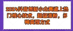 2024抖音创新小众赛道上热门核心技术，超级涨粉，多种变现方式【揭秘】-最全资源库