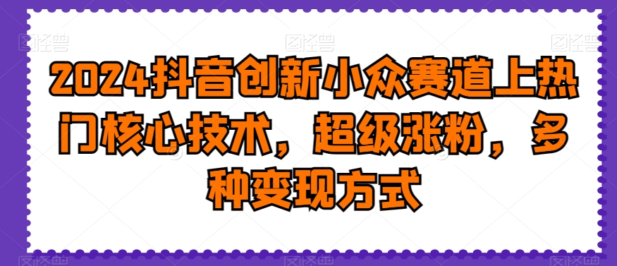 2024抖音创新小众赛道上热门核心技术，超级涨粉，多种变现方式【揭秘】-最全资源库