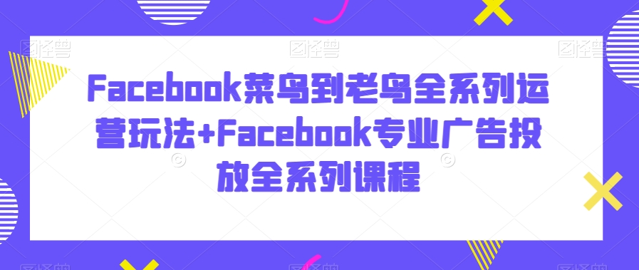 Facebook菜鸟到老鸟全系列运营玩法+Facebook专业广告投放全系列课程-最全资源库