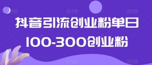抖音引流创业粉单日100-300创业粉【揭秘】-最全资源库