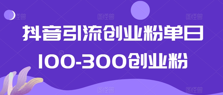 抖音引流创业粉单日100-300创业粉【揭秘】-最全资源库