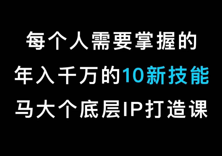 马大个的IP底层逻辑课，​每个人需要掌握的年入千万的10新技能，约会底层IP打造方法！-最全资源库