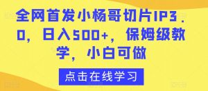 全网首发小杨哥切片IP3.0，日入500+，保姆级教学，小白可做【揭秘】-最全资源库
