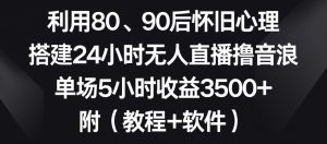 利用80、90后怀旧心理，搭建24小时无人直播撸音浪，单场5小时收益3500+（教程+软件）【揭秘】-最全资源库