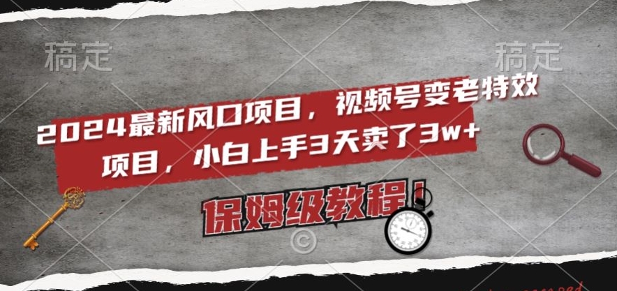 2024最新风口项目,视频号变老特效项目,电脑小白上手3天卖了3w+,保姆级教程【揭秘】-最全资源库