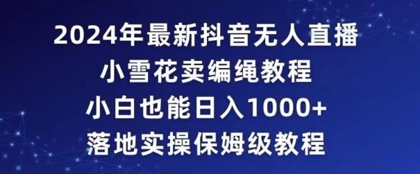 2024年抖音最新无人直播小雪花卖编绳项目，小白也能日入1000+落地实操保姆级教程【揭秘】-最全资源库