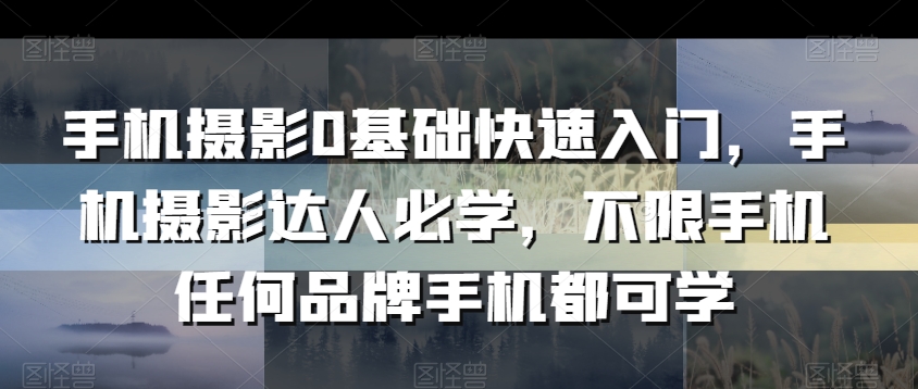 手机摄影0基础快速入门，手机摄影达人必学，不限手机任何品牌手机都可学-最全资源库