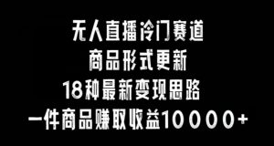 无人直播冷门赛道，商品形式更新，18种变现思路，一件商品赚取收益10000+【揭秘】-最全资源库