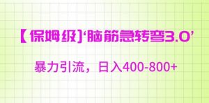 保姆级脑筋急转弯3.0，暴力引流，日入400-800+【揭秘】-最全资源库