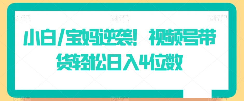 小白/宝妈逆袭！视频号带货轻松日入4位数【揭秘】-最全资源库